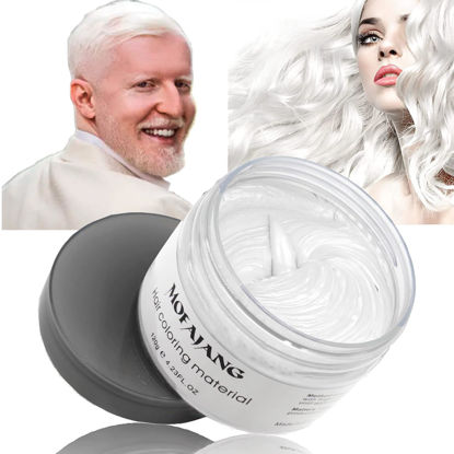 Picture of Temporary Hair Color Wax,Hair Spray Color, Hair Wax Color 4.23 oz, Easy Washout Temporary Hair Dye for Halloween,Cosplay, Party (White, 4.23)