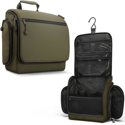 Picture of VENTURE 4TH Premium Hanging Travel Toiletry Bag for Women and Men - Mens Travel Bag Toiletry with Expandable Compartments and Detachable TSA Friendly Clear Pouch (Dark Green)