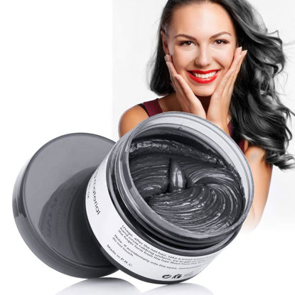 Picture of Asocrew Hair Wax Color, Black, Hair Wax Dye Hair Styling Clay 4.23 oz - Easy Washout Black Hair Color Wax for Halloween Party, Cosplay