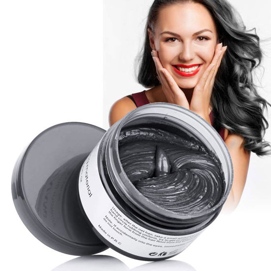 Picture of Asocrew Hair Wax Color, Black, Hair Wax Dye Hair Styling Clay 4.23 oz - Easy Washout Black Hair Color Wax for Halloween Party, Cosplay