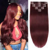 Picture of Tebelove Clip in Hair Extensions Real Human Hair 3.4oz/90g Clip ins 100% Brazilian Remy Human Hair Extension for Women 8pcs Per Set with 18 Clips Double Weft (14 Inch #99J Burgundy)