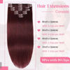 Picture of Tebelove Clip in Hair Extensions Real Human Hair 3.4oz/90g Clip ins 100% Brazilian Remy Human Hair Extension for Women 8pcs Per Set with 18 Clips Double Weft (14 Inch #99J Burgundy)