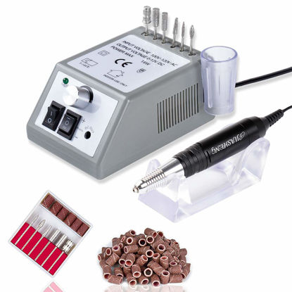 Picture of 30,000 RPM Professional Nail Drill, High Speed Grinder Manicure E File Kit, Acrylic Gel Nails Polish Remover Buffer for Artificial Nails with Nail Drill Bits and Sanding Bands(Grey)