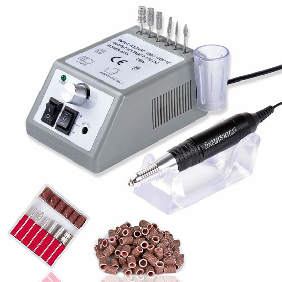Picture of 30,000 RPM Professional Nail Drill, High Speed Grinder Manicure E File Kit, Acrylic Gel Nails Polish Remover Buffer for Artificial Nails with Nail Drill Bits and Sanding Bands(Grey)