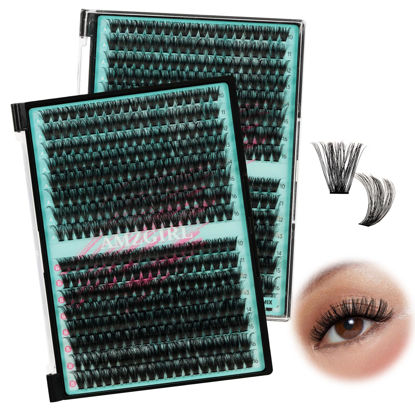 Picture of Lash Clusters 320Pcs 60D 80D Eyelashes Cluster D Curl Individual Wispy Lashes Cluster for DIY Cluster Eyelash Extensions at Home for Beginners (Mix10-16mm)