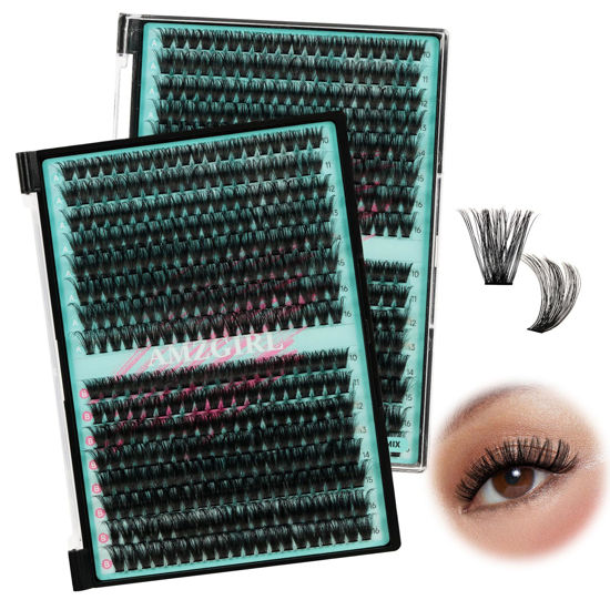 Picture of Lash Clusters 320Pcs 60D 80D Eyelashes Cluster D Curl Individual Wispy Lashes Cluster for DIY Cluster Eyelash Extensions at Home for Beginners (Mix10-16mm)
