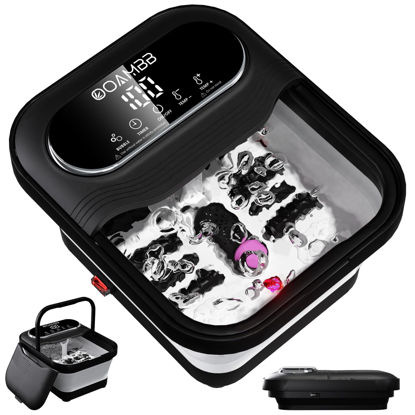 Picture of OOAMBB Collapsible Foot Spa with Heat, Bubble and Temp Control, Foot Bath Massager with XL Touch Screen and Massage Rollers, Foot Soaking Tub, Pedicure Foot spa for Stress Relief (Black)