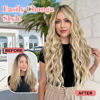 Picture of ALXNAN Clip in Long Wavy Synthetic Hair Extension 20 Inch Beach Blonde 4PCS Thick Hairpieces Fiber Double Weft Hair for Women