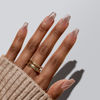 Picture of BTArtboxnails XCOATTIPS Press on Nails - Cat Eye Christmas Press on Nails, French Tip Nails, Short Coffin Soak Off Acrylic Nail Tips Extensions, Soft Gel Fake Nail