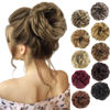 Picture of MORICA 1PCS Messy Hair Bun Hair Scrunchies Extension Curly Wavy Messy Synthetic Chignon for Women (Ash Blonde & Lightest Blonde)