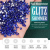 Picture of 6 Sizes Royal Blue Glass Crystal Kit with Pickup Pen + Tweezer Tools for Shine Nail Art Manicure Makeup DIY Decoration Flatback Round Rhinestone Gem Jewelry Diamond