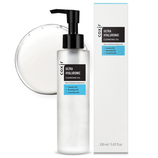 Picture of coxir ULTRA HYALURONIC CLEANSING OIL l Gentle Korean Facial Cleanser, Blackhead, Makeup Removal with Hyaluronic Acid, Plant-based oils, No Mineral Oil [5.07 Fl.oz(pack of 1)]