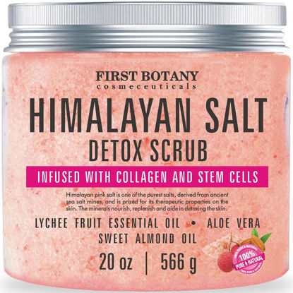 Picture of First Botany Himalayan Salt Body Scrub with Collagen & Stem Cells, Natural Exfoliating Salt Scrub Body & Face Souffle (20 oz)