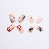 Picture of Halloween Press on Nails Short Square Fake Nails Pink Glossy False Nails Designs Little Ghost Blood Star Glue on Nails Full Cover Halloween Spider Web Bats Acrylic Nails for Women Manicure 24 Pcs