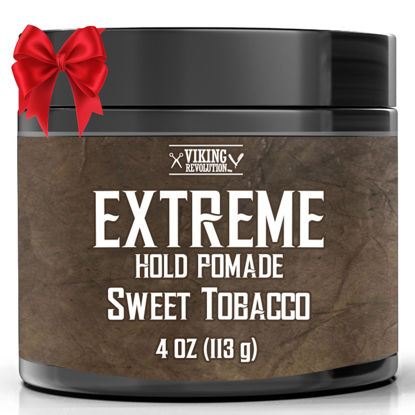 Picture of Viking Revolution Sweet Tobacco Hair Pomade for Men - Extreme Hold Hair Gel for Men Water Based - Mens Pomade Extra Firm Mens Hair Pomade Strong Hold - High Shine Mens Hair Cream (4oz)