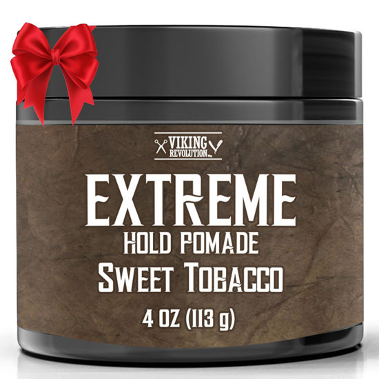 Picture of Viking Revolution Sweet Tobacco Hair Pomade for Men - Extreme Hold Hair Gel for Men Water Based - Mens Pomade Extra Firm Mens Hair Pomade Strong Hold - High Shine Mens Hair Cream (4oz)
