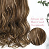 Picture of REECHO 20" 1-pack 3/4 Full Head Curly Wave Clips in on Synthetic Hair Extensions HE008 Hair pieces for Women 5 Clips 4.5 Oz Per Piece - Chocolate Brown with Blonde Highlights