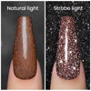 Picture of RARJSM Reflective Glitter Gel Polish,Flash Dimond Caramel Brown Gel Nail Polish Winter Colors Sparkly Shiny Gel Nail Art UV LED Curing Need Nail Gel for Manicure DIY and Nail Salon 7.5ML
