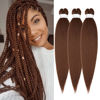 Picture of Braiding Hair Pre Stretched 24 inch 3 Packs Braiding Hair Soft Yaki Texture,No Itch, Hot Water Setting Synthetic Hair Extensions for Braids Auburn Brown(24in,30#)