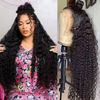 Picture of 13x4 Lace Front Wigs Human Hair Pre Plucked 180% Density Brazilian Wet and Wavy Human Hair Wigs for Black Women Glueless Curly Lace Frontal Wigs Human Hair Natural Color (34 Inches)