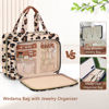 Picture of Wedama Toiletry Bag for Women, Hanging Travel Toiletry Bag with Jewelry Organizer Compartment Large Makeup Bag, PVC Waterproof Cosmetic Travel Bag Trips Camping Bathroom, Leopard Print