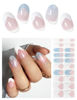 Picture of AutyaMee Semi Cured Gel Nail Strips (Blue Meteor)-20 PCS White French Gel Nail Stickers | Gel Nail Wraps | UV Light Required, Salon Quality & Easy to Use
