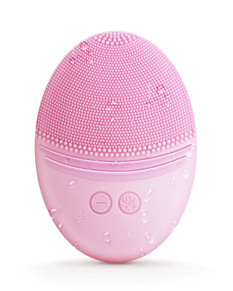Picture of EZBASICS Facial Cleansing Brush Made with Ultra Hygienic Soft Silicone, Waterproof Sonic Vibrating Face Brush for Deep Cleansing, Gentle Massaging, Inductive Charging (Pink)1 Pack+5 Speed Settings