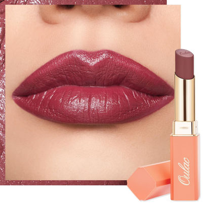 Picture of Oulac Plum Lipsticks for Women, Burgundy Matte Lipstick, Full Coverage Lip Color, Satin Matte Finish, Cream Texture, Hydrating, Infused with Hyaluronic Acid, Vegan & Clean Beauty 4g SG08 Bianca