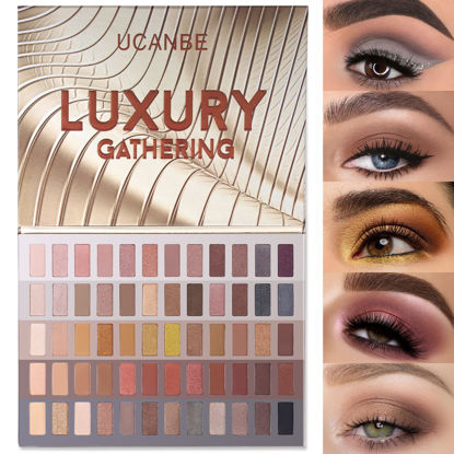 Picture of UCANBE 60 Colors Naked Eyeshadow Palette, Warm Neutral Nudes Makeup Pallet, Natural Matte Glitter Shimmer Smokey Eye Shadows Halloween Cosmetic Gift Kit