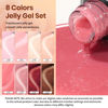 Picture of Beetles Pink Jelly Gel Nail Polish, 8Pcs Nude Brown Nails Sunset Rose Collection Gel Polish Nails Art Soak off Uv LED Manicure Gift Set Nail Trend Gift for Women
