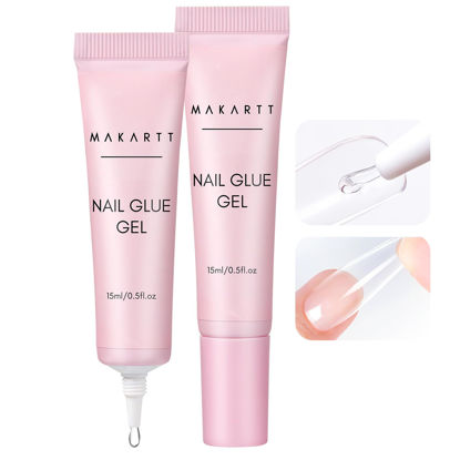Picture of Makartt Gel Nail Glue for Press On Nails - Super Strong 3 in 1 Solid Nail Glue Gel for False Nail Tips, 30ml UV Nail Gel, Long Lasting Manicure Bond, Curing Needed, Pack of 2
