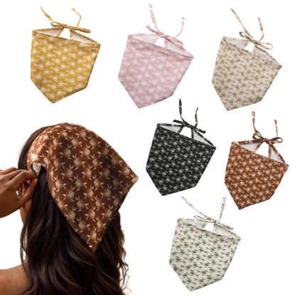 Picture of 6 Pack Floral Hair Scarf Headband for Women, Hair Bandana Headbands, Head Wrap Scarves Covers Boho Triangle Kerchief Cute Hair Accessories