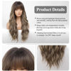 Picture of HAIRCUBE Brown with Blonde Highlight Wig Long Curly Wig with Bangs Brown wig Natural Appearance Heat-Resistant Synthetic Wig Suitable for Fashionable Women