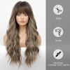 Picture of HAIRCUBE Brown with Blonde Highlight Wig Long Curly Wig with Bangs Brown wig Natural Appearance Heat-Resistant Synthetic Wig Suitable for Fashionable Women
