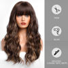 Picture of HAIRCUBE Brown with Blonde Highlight Wig Long Curly Wig with BangsNatural Appearance Heat-Resistant Synthetic Wig Suitable for Fashionable Women