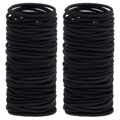 Picture of Anezus 200 Pcs Black Elastics Hair Ties Small Bulk Hair Ties Hair Bands (4mm)