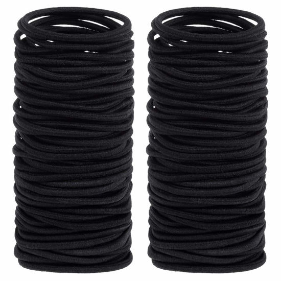 Picture of Anezus 200 Pcs Black Elastics Hair Ties Small Bulk Hair Ties Hair Bands (4mm)