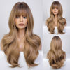 Picture of HAIRCUBE Light Brown Long Curly Wig with Bangs Heavy Blonde Natural Appearance Heat-Resistant Synthetic Wig Suitable for Fashionable Women 24Inch
