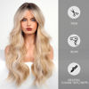 Picture of HAIRCUBE Blonde Long Curly Wig with Bangs Dark Root Highlight Natural Appearance Heat-Resistant Synthetic Wig Suitable for Fashionable Women 25Inch