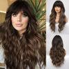 Picture of HAIRCUBE Ombre Brown Wig Long Curly Wig with Bangs Natural Appearance Heat-Resistant Synthetic Wig Suitable for Fashionable Women