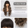 Picture of HAIRCUBE Ombre Brown Wig Long Curly Wig with Bangs Natural Appearance Heat-Resistant Synthetic Wig Suitable for Fashionable Women