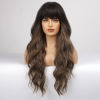 Picture of HAIRCUBE Ombre Brown Wig Long Curly Wig with Bangs Natural Appearance Heat-Resistant Synthetic Wig Suitable for Fashionable Women