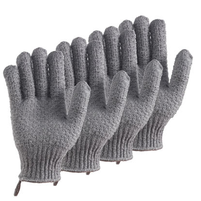 Picture of CLEEDY Bath Exfoliating Gloves - 2 Pairs of Lengthened and Large Scrubbing Gloves for Shower, Spa, and Massage - Perfect for Exfoliating Body, Face, Hands, and Feet(2 paris gary)