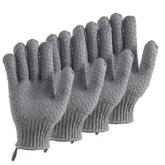 Picture of CLEEDY Bath Exfoliating Gloves - 2 Pairs of Lengthened and Large Scrubbing Gloves for Shower, Spa, and Massage - Perfect for Exfoliating Body, Face, Hands, and Feet(2 paris gary)