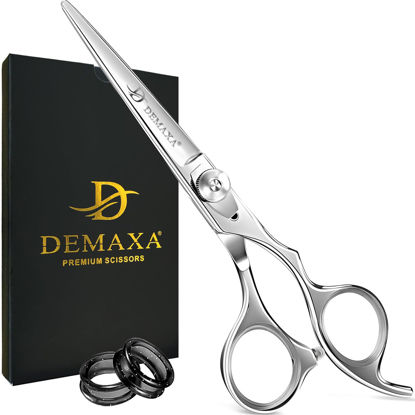 Picture of DEMAXA- 6.5 Inches Barber Scissors and Hair Scissors Professional -High Carbon Stainless Steel Hair Cutting Scissors with Smooth Serrated Edge Blades - Hair Trimming Scissors for Salon & Personal Use