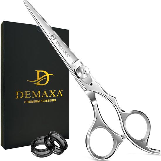 Picture of DEMAXA- 6.5 Inches Barber Scissors and Hair Scissors Professional -High Carbon Stainless Steel Hair Cutting Scissors with Smooth Serrated Edge Blades - Hair Trimming Scissors for Salon & Personal Use