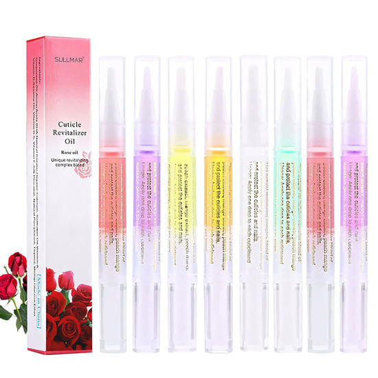 Picture of SULLMAR 8Pcs Nail Cuticle Oils Nail Nutrition Oil Pen Nail Nourishment Pens 8 Smell Cuticle Nourish Skin Nail Care (8pcs)