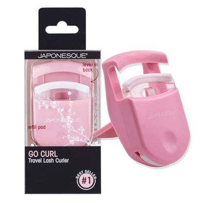 Picture of JAPONESQUE Travel Eyelash Curler, Pink, Pack of 2 - Plastic Eyelash Curlers for Travel Makeup - Comes with Bonus Replacement Lash Pad - 2 Pack