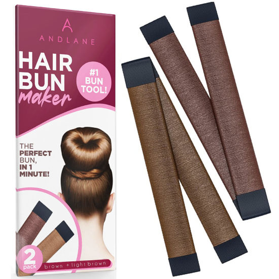 Picture of Women's Hair Bun Maker French Twist Hair Fold Wrap Snap by Andlane (1 Brown, 1 Light Brown)