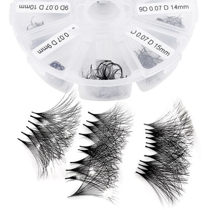 Picture of Volume Lash Extensions 8D Premade Fans Eyelash Extensions 500 PCS 0.07mm 9-16mm Mixed C/D Curl Short Stem Premade Volume Eyelash Extensions Pointed Base Fans (500PCS-8D-0.07-D, 9-16mm Mixed Tray)